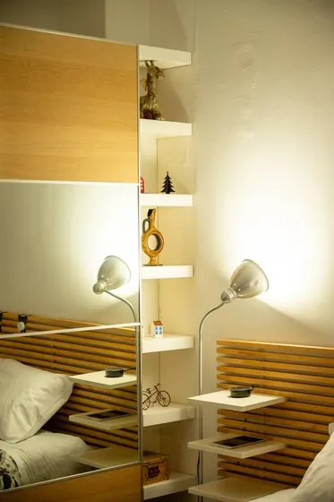 Bedside reading light and small work surface