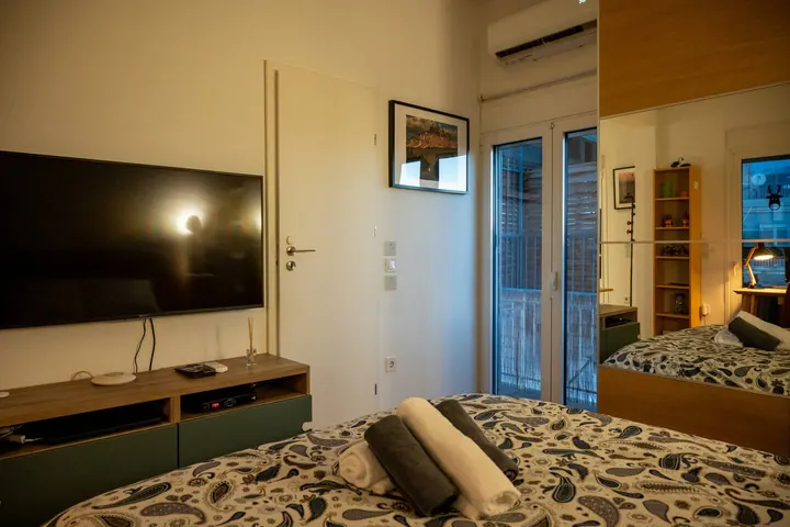 Bedroom television and terrace entrance