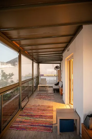 Full length of the covered private terrace